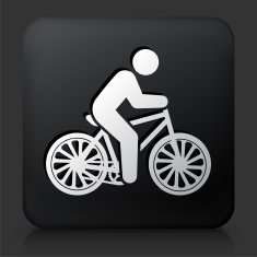 Black Square Button with Bicycle