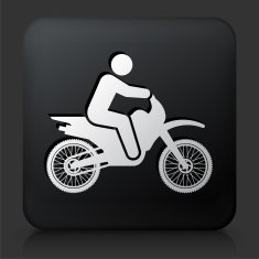 Black Square Button with Motorcycle