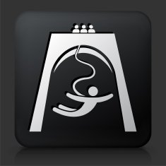 Black Square Button with Bungee Jumping