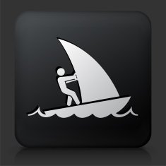Black Square Button with Sail Boat N2