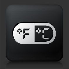 Black Square Button with Fahrenheit & Celsius