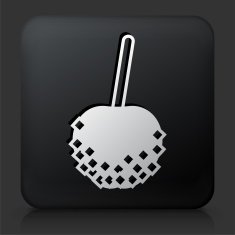 Black Square Button with Apple Stick