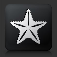 Black Square Button with Star Fish