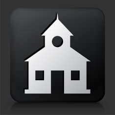 Black Square Button with School N2