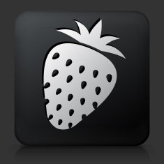 Black Square Button with Strawberry Icon