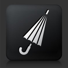 Black Square Button with Closed Umbrella
