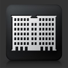 Black Square Button with Building Icon N11