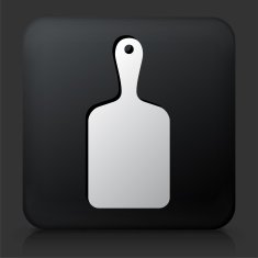 Black Square Button with Cutting Board