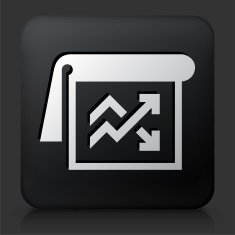 Black Square Button with Stock Chart