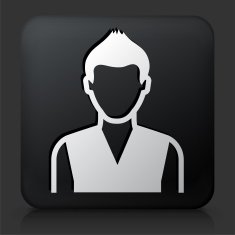 Black Square Button with Male Face Icon N49