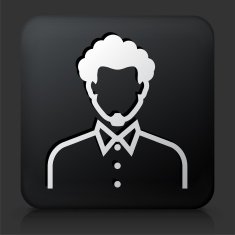 Black Square Button with Male Face Icon N50