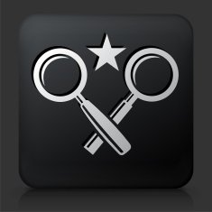 Black Square Button with Magnifying Glass Icon N2