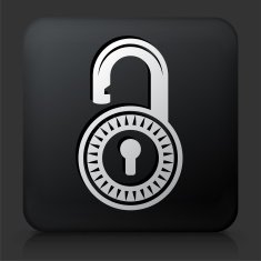 Black Square Button with Security Lock Icon N23