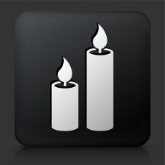 Black Square Button with Candles Icon