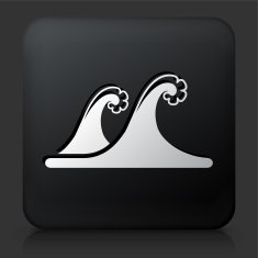 Black Square Button with Tsunami Icon