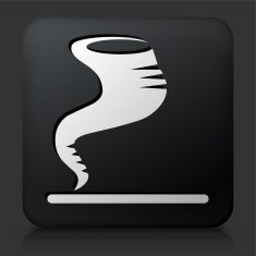 Black Square Button with Tornado Icon