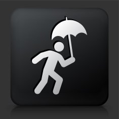 Black Square Button with Running & Umbrella Icon