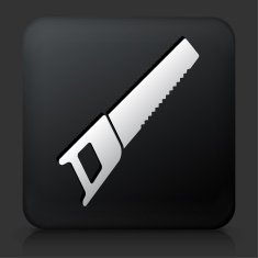 Black Square Button with Saw Icon