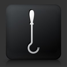 Black Square Button with Hooking Tool Icon