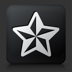 Black Square Button with Ornament Star