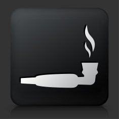 Black Square Button with Pipe Marijuana Icon