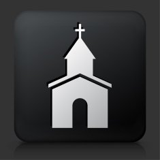 Black Square Button with Church Icon