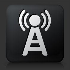 Black Square Button with Signal Tower