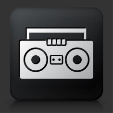 Black Square Button with Boombox