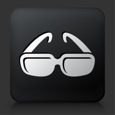 Black Square Button with Sunglasses