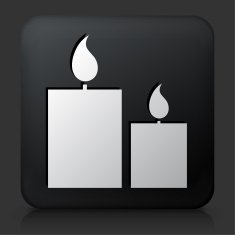Black Square Button with Two Lit Candles