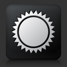 Black Square Button with Sun
