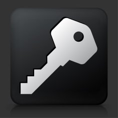 Black Square Button with House Keys Icon