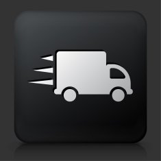 Black Square Button with Moving Truck Icon