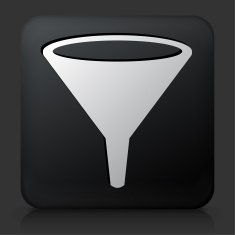 Black Square Button with Funnel Icon