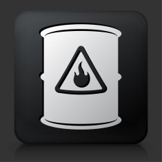 Black Square Button with Flamable Icon