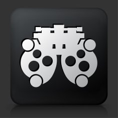 Black Square Button with Refracting Instrument