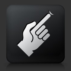 Black Square Button with Hand Holding Contact Lens
