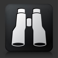 Black Square Button with Binoculars