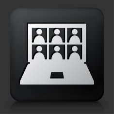 Black Square Button with Laptop Screen and Candidates