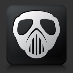 Black Square Button with Paintball Mask