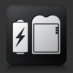 Black Square Button with Film Roll and Darkroom