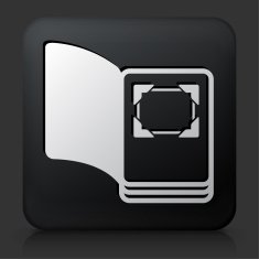 Black Square Button with Open Photo Album