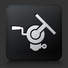Black Square Button with Darkroom Enlarger