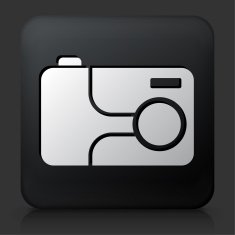 Black Square Button with Film Camera