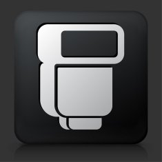Black Square Button with External Flash For Photography