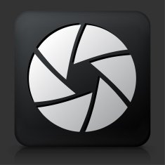 Black Square Button with Camera Shutter