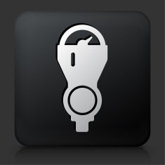 Black Square Button with Parking Meter