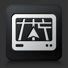 Black Square Button with Navigation System