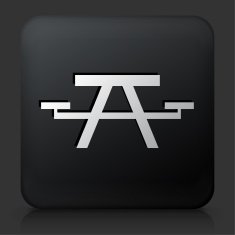 Black Square Button with Picnic Table