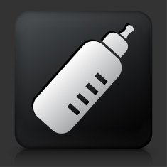 Black Square Button with Baby Bottle